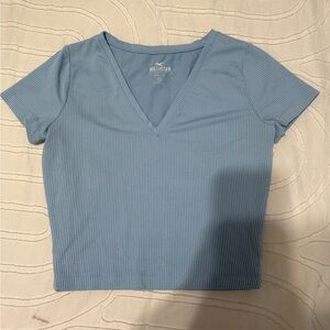Hollister Women's Blue V-Neck Top